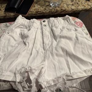 Angel Kiss Cream High Waist Distressed Shorts